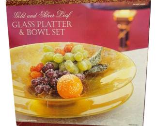 NEW Italian Glass Platter Bowl Set