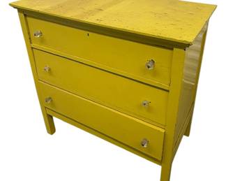 Vintage Yellow Wooden Dresser