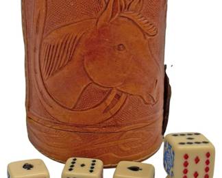 Vintage Mexico Horse Poker Shaker Dice