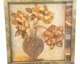 Gold Tone Frame with 3D Poppy Art