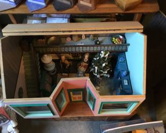 308. handmade dollhouse with open roof.