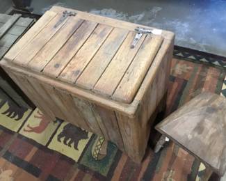 46. wooden cooler, milking stool