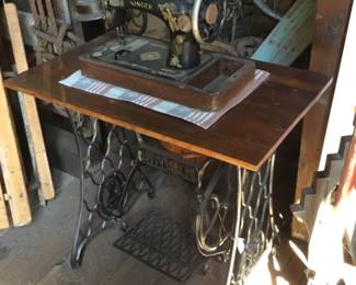 278. antique sewing machine table, with foot pedal.