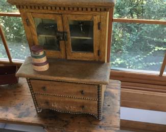 355. small child’s cabinet with working doors and drawers. 