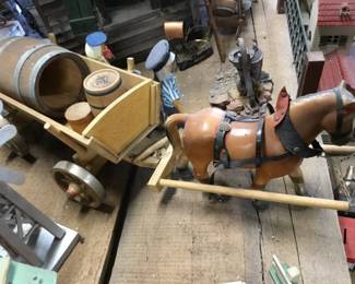 35. horse and wagon with barrels