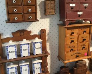 329. collection of spice racks, different sizes and types.