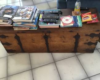 287. large wooden chest or trunk, could be a great coffee table with lots of storage.