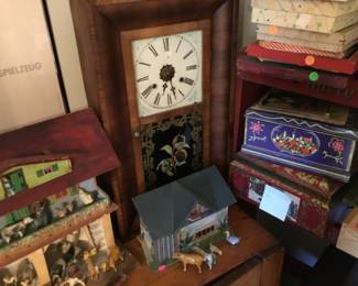 314. barn sets, antique clock 
