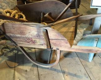 258. wooden wheelbarrow, original paint and advertising on side