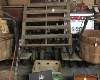 58. bushel baskets, wooden boxes 