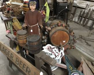 71. beer signs, barrels, decor 