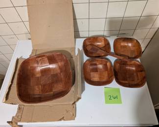 Vintage Wood Salaf Bowl Set