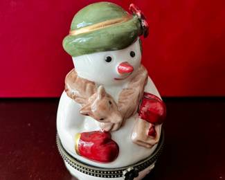 Villeroy & Boch Festive Porcelain Snowman Hinged Trinket Box