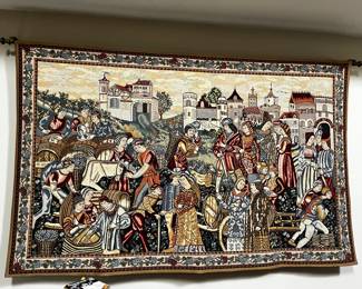 Wine Merchants Medieval Belgian Tapestry Wall Art Hanging by Flanders
Made in Belgium