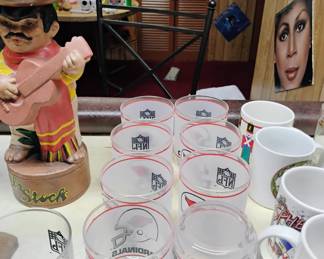 Set of eight NFL football glasses