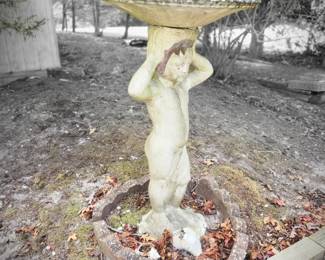 Antique 46"ht Cherub Bird Bath