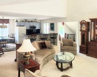Bernhardt Curved sofa and swivel lounge chairs