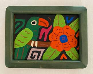 Framed Bird and Flower Mola