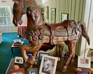 Antique Carved Wood Carousel Horse