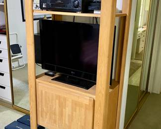 70s style oak media cabinet