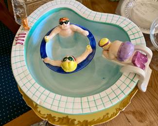 Ceramic pool/hot tub chip & dip dish set