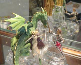 Franklin Mint Dragon Slayer crystal sculpture