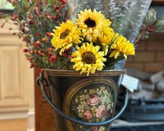 Circa 1850 painted coal bucket 