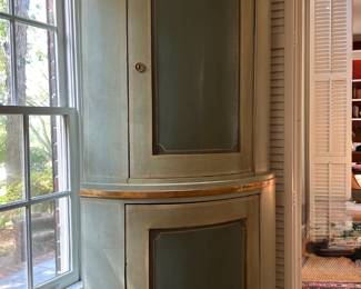 Antique French bowfront corner cabinet