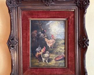 19th Century pair of small oils on canvas, "Barn Scenes" 