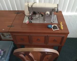 Kenmore sewing machine, table and chair