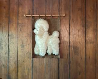 Vintage hand made yarn wall art poodle 