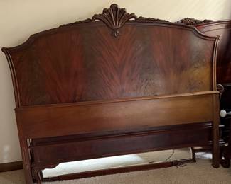 Antique flame mahogany queen headboard and footboard 