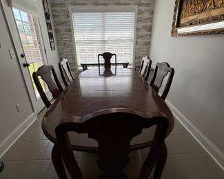 Basset dining table with 6 chairs $250