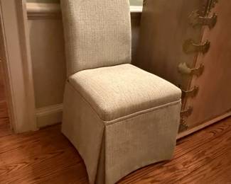 Custom Celadon Silk slipper chairs