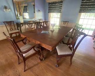 Antique Chippendale dining table & chairs.