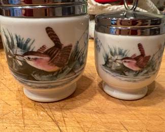 Set 2 Egg Coddler Vintage Royal Worcester Egg Coddler -Birds Motif Porcelain Made in England  