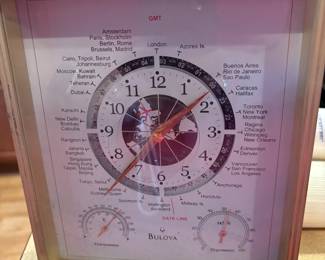 Bulova desktop clock with multiple functionalities
