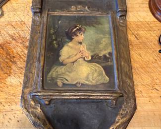Antique 1920s Lithograph Wood Artwork Young Girl, Age of Innocence by Reynolds. 