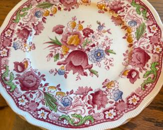 (not complete) 3 teacups, four small 5” bowls, four 5 1/2 inch saucers, two dinner plates