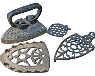 Cast Iron Trivet and Sad Iron