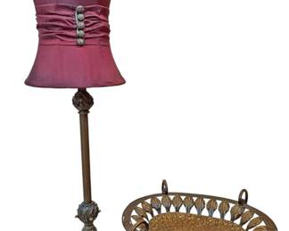 Metal Bowl and Buffet Lamp