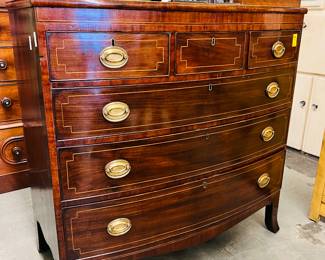 Peroid Bowfront Mahogany chest circa, 1790.