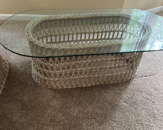 Wicker glass top table
