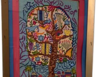Vintage Tree of Life Needlepoint Wall Art