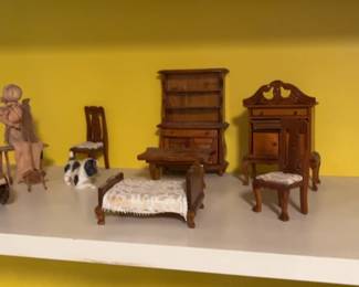 Vintage Miniature Wooden Furniture Set