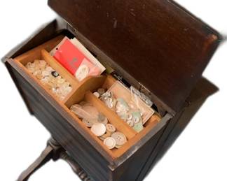 Antique Sewing Box with lots of Contents
