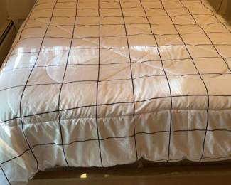 Gently Used Grid Pattern Bed and Bedding Set