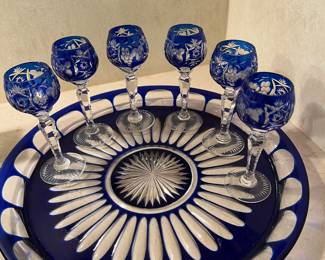 Bohemian Cobalt cut to clear crystal