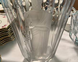 Orrefors vintage etched glass vase