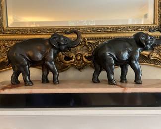 Deco style bronze elephants on
Marble plinth